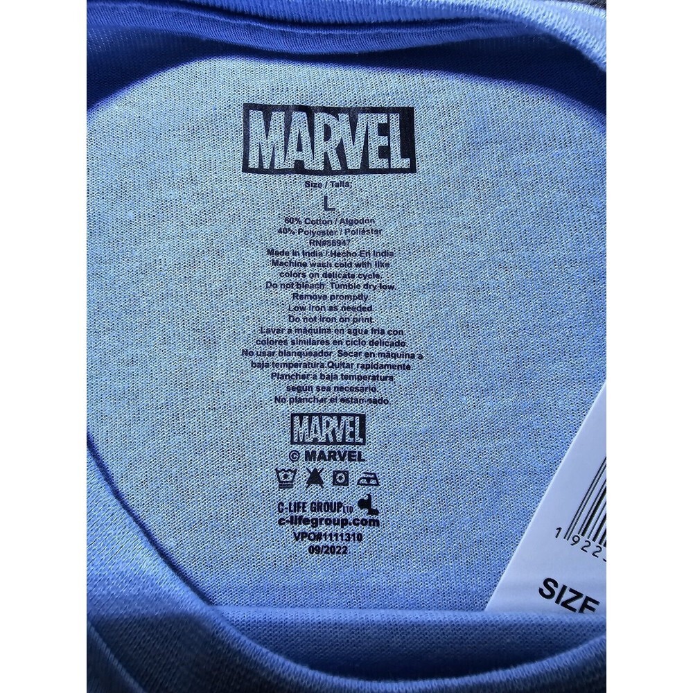 Marvel Mens Large T-Shirt Blue Avengers Hulk Thor Iron Man Captain America NWT - Picture 3 of 6